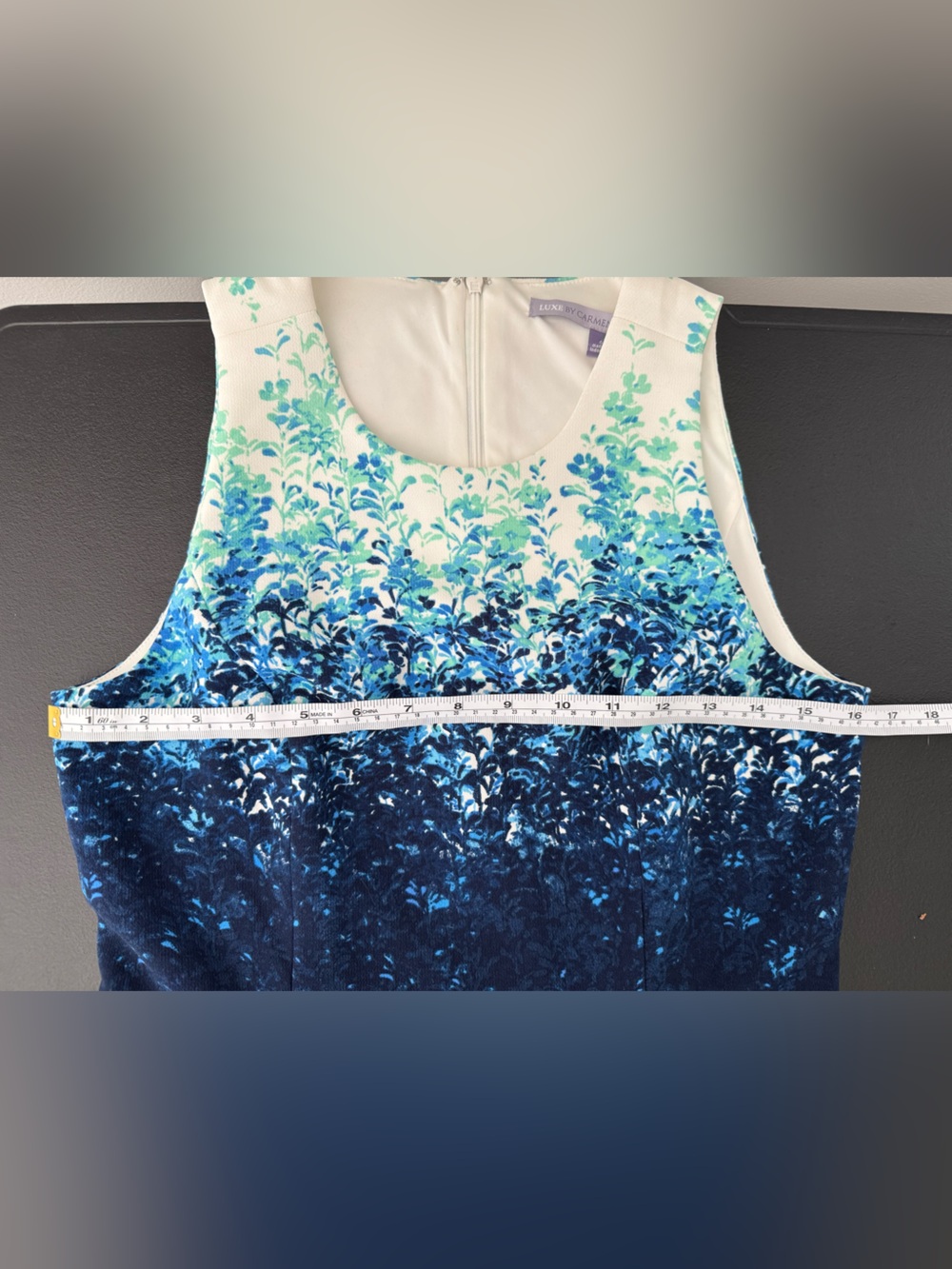 Blue and White Ombré Floral Print Dress - Picture 4 of 4
